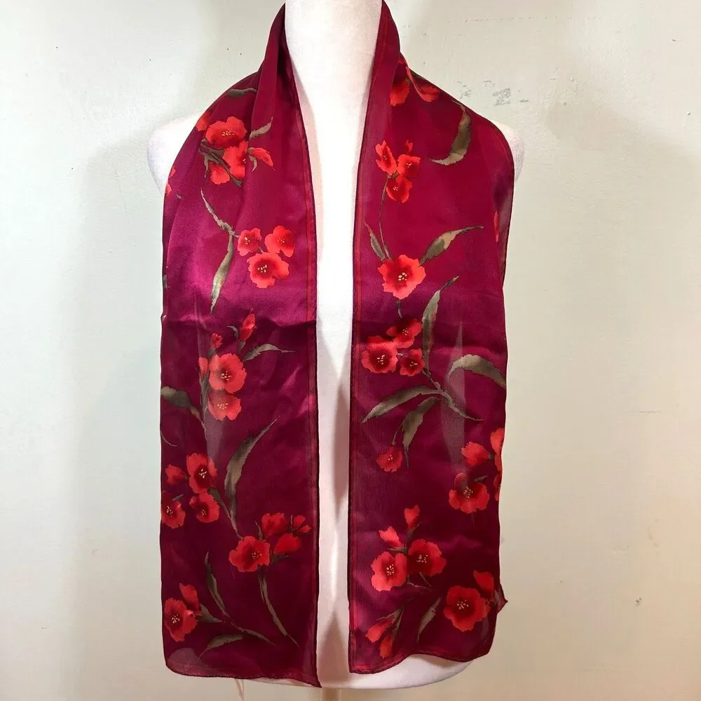 Elaine Gold for Collection XIIX 100% Silk Pink Scarf 53x10.5 Preppy Fairy